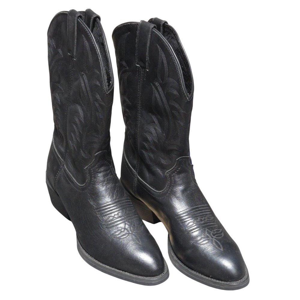 Tony Lama Mens Black Leather Western Cowboy Boots Size 10.5 Style B82020